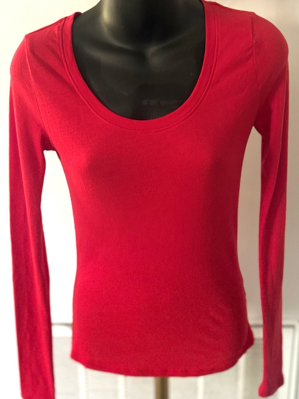 No Boundaries Red Scoop Neck Long Sleeve Top Size XS